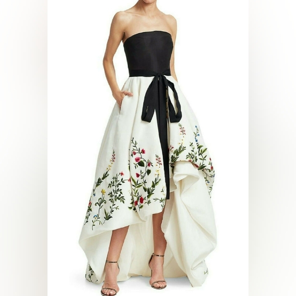 $12,000 NEW OSCAR DE LA RENTA SILK EMBROIDERED BOTANICAL GARDEN GOWN US 14 XL - Picture 1 of 11